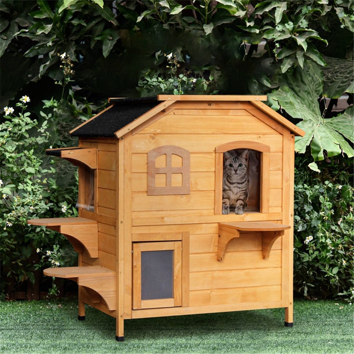 furniture-style Cat House with Multiple Playful Entrances and everyday water-ready Design