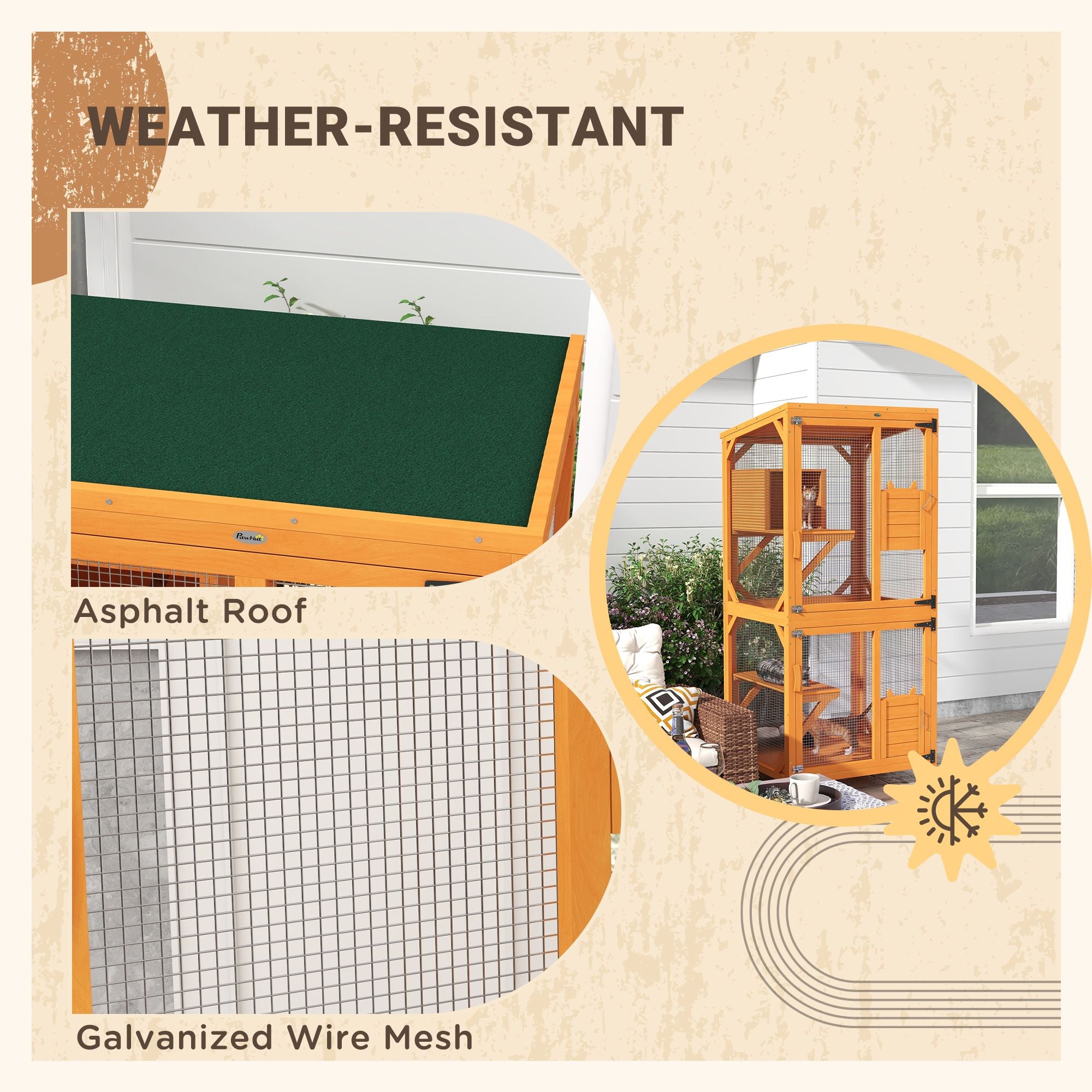 Rolling furniture-style Cat House – Large Catio Enclosure for 1-3 Cats