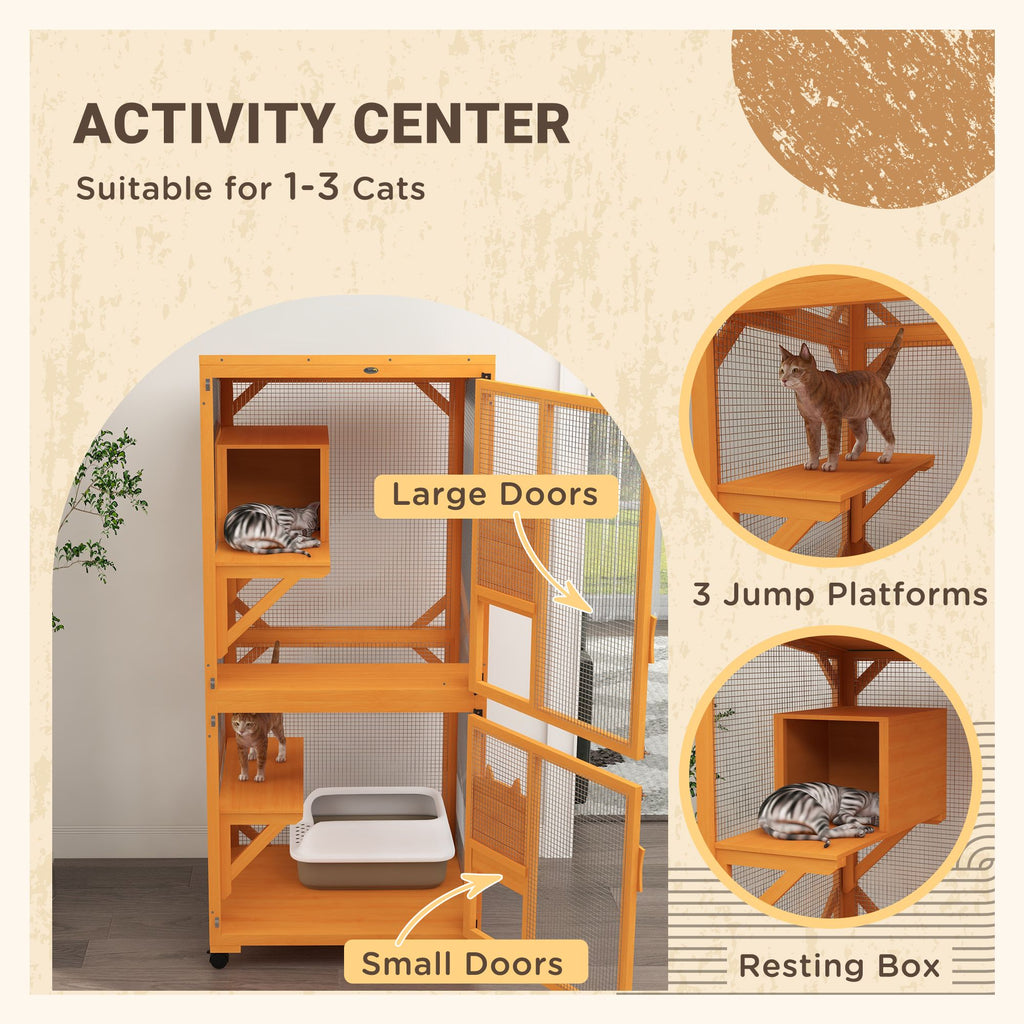 Rolling furniture-style Cat House – Large Catio Enclosure for 1-3 Cats