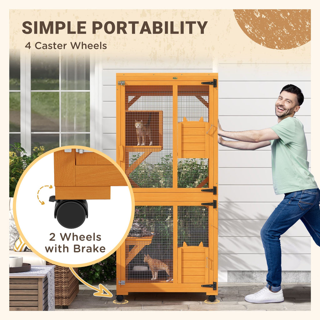 Rolling furniture-style Cat House – Large Catio Enclosure for 1-3 Cats