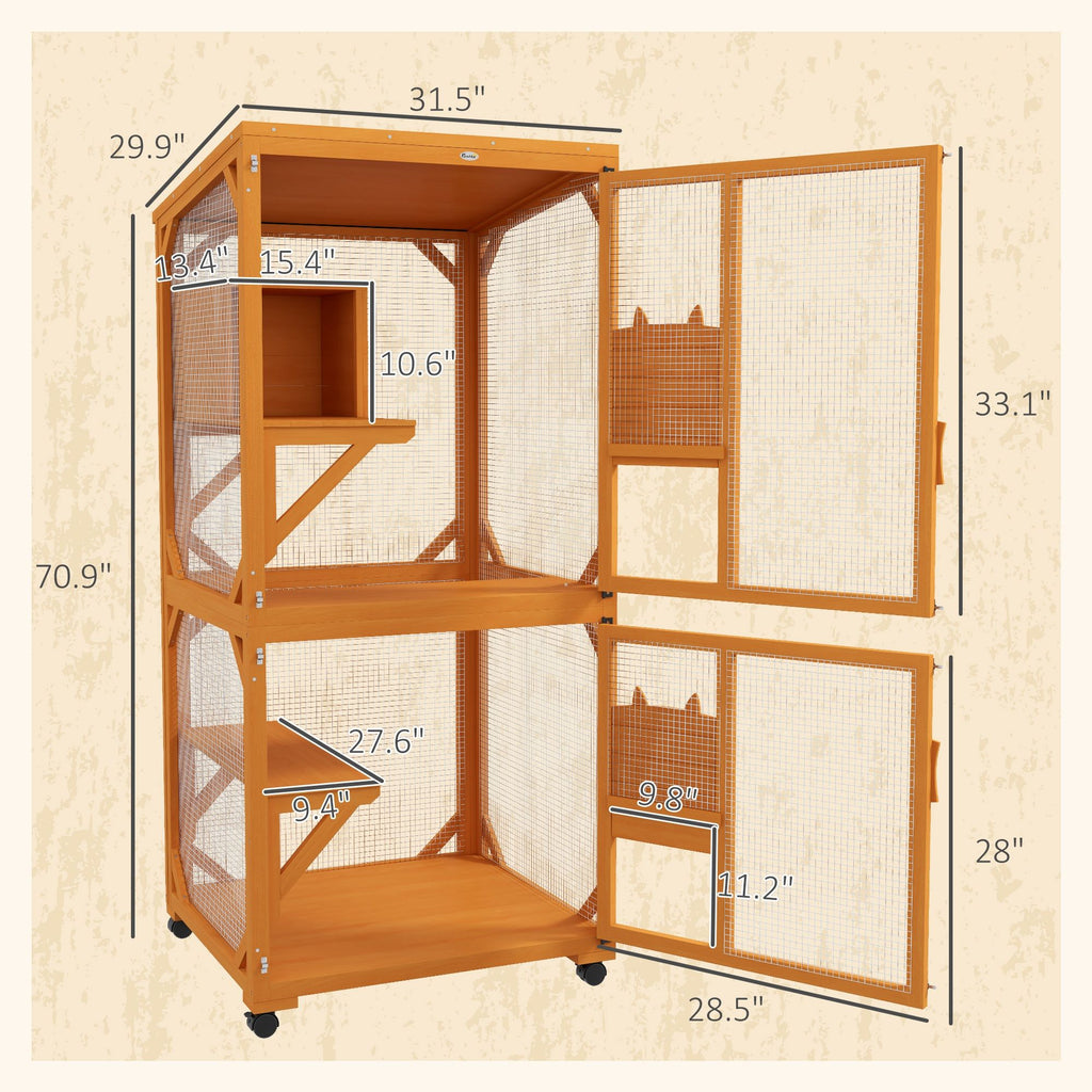 Rolling furniture-style Cat House – Large Catio Enclosure for 1-3 Cats