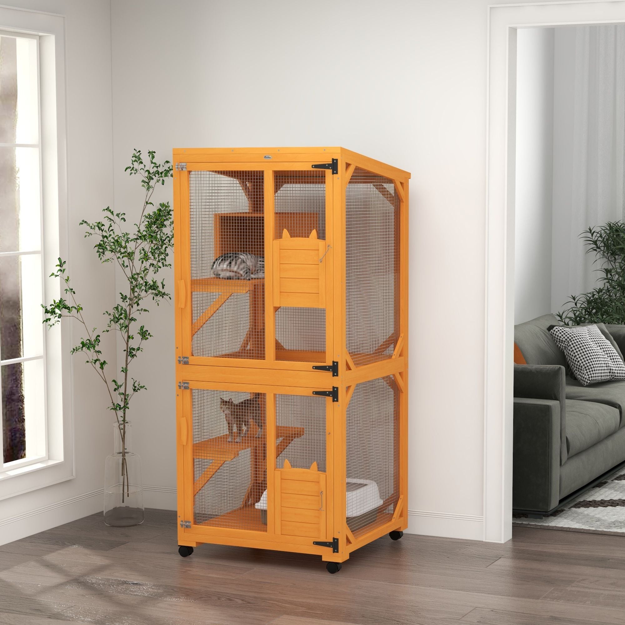 Rolling furniture-style Cat House – Large Catio Enclosure for 1-3 Cats