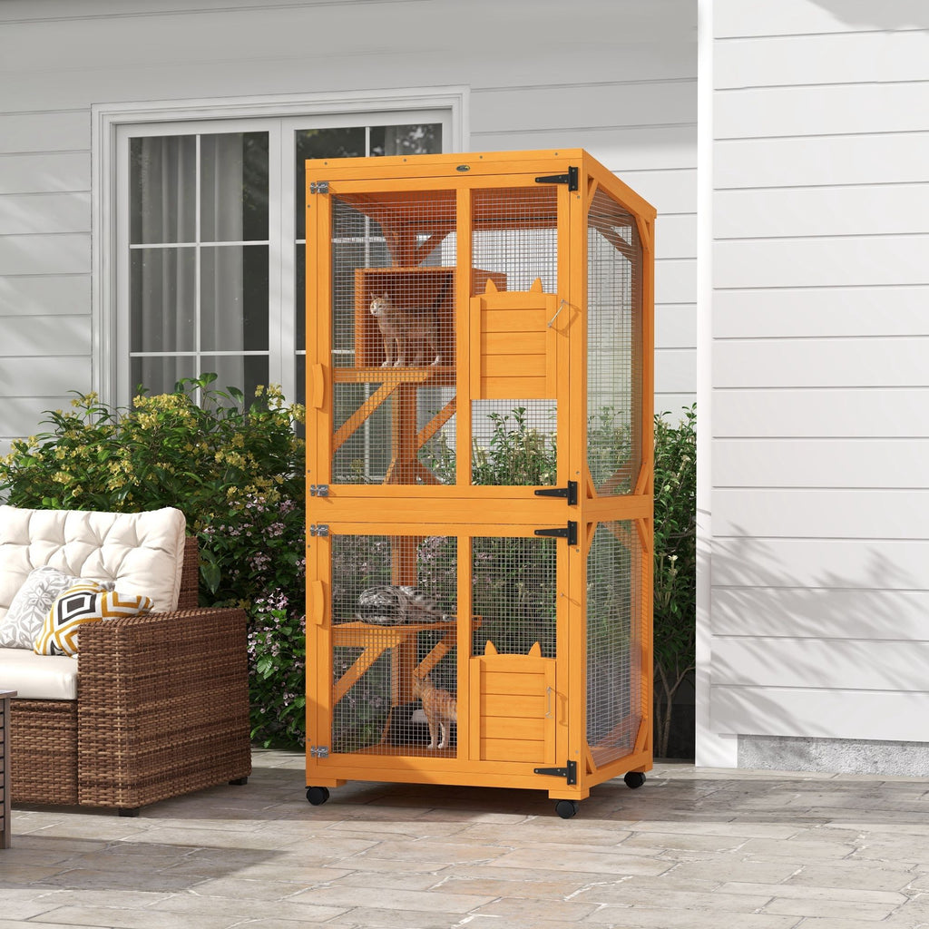 Rolling furniture-style Cat House – Large Catio Enclosure for 1-3 Cats