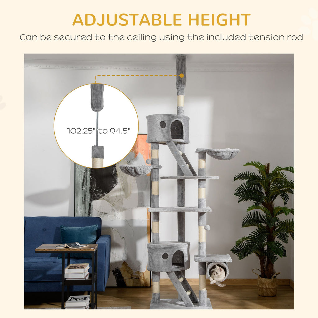 furniture-style Cat House & Climbing Tower with Adjustable Height