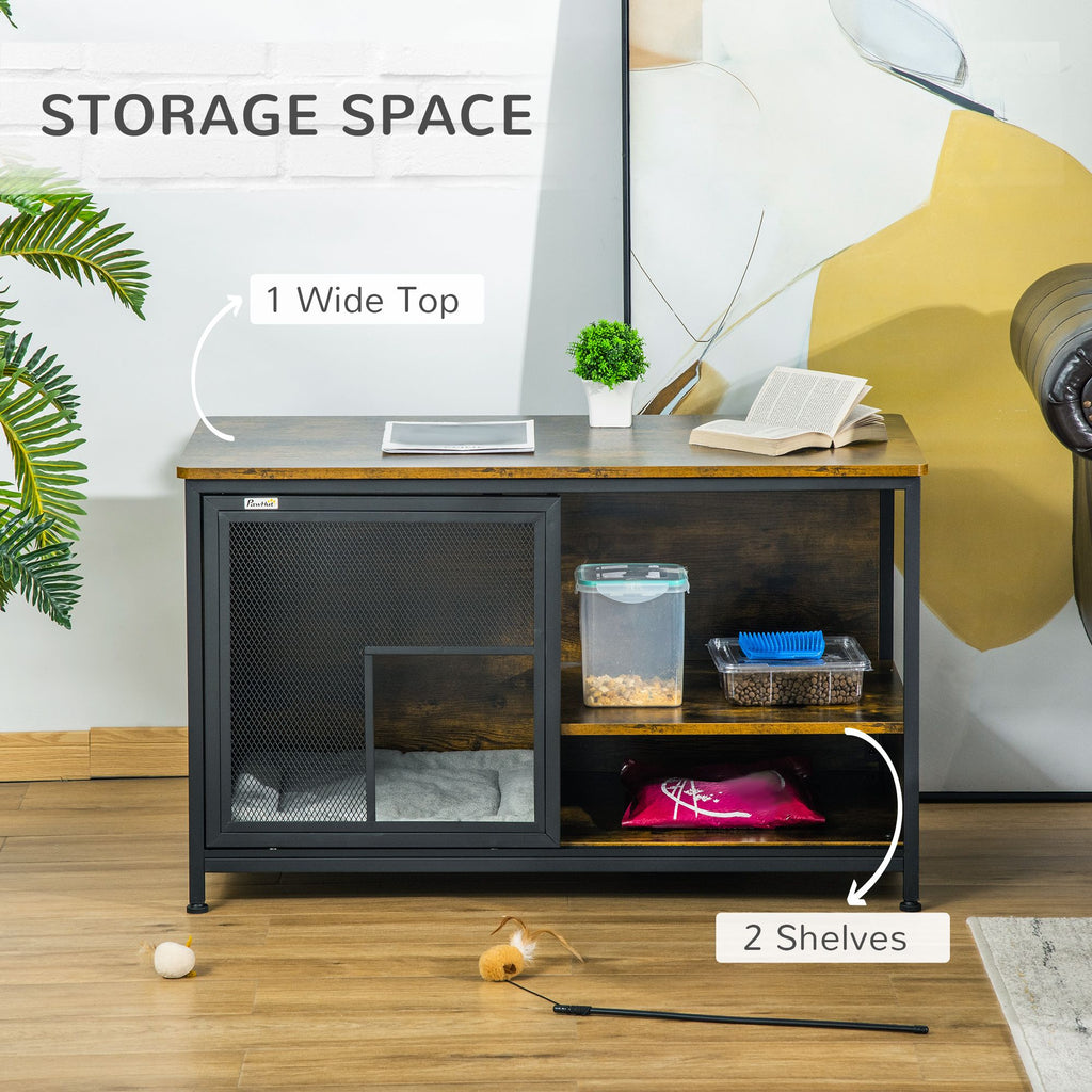 furniture-style Cat House with Shelves and Paw Print Design