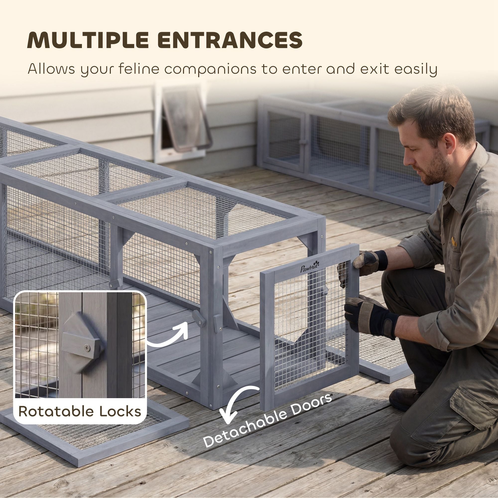 furniture-style Cat Run with Weather Protection for Indoor-Outdoor Connection