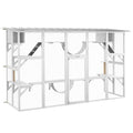 furniture-style Catio Window Box Enclosure with Roof, Shelves & Bridges for Outdoor Cat Play