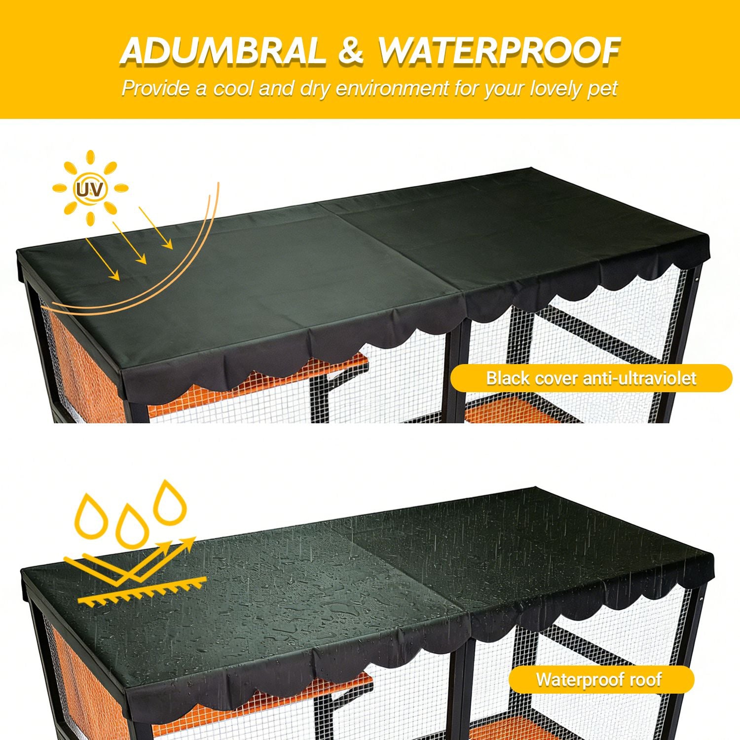 Luxury furniture-style 4-Tier Catio for Outdoor/Indoor Use with water-ready Cover and Ramp