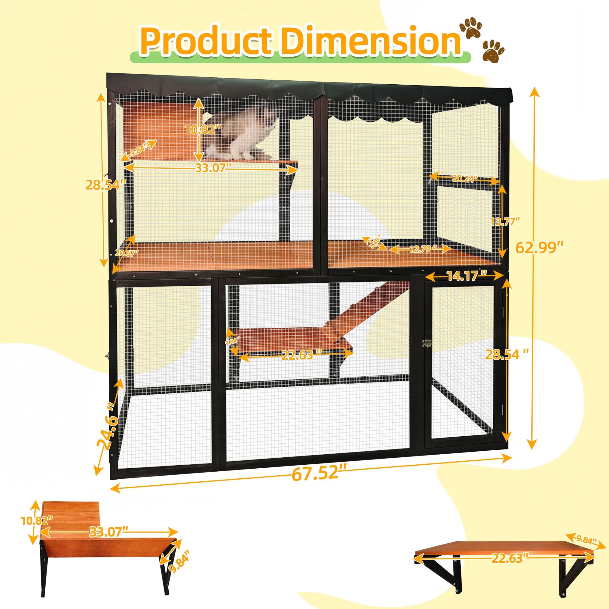 Luxury furniture-style 4-Tier Catio for Outdoor/Indoor Use with water-ready Cover and Ramp