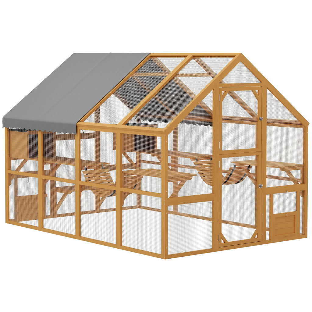 furniture-style Catio with water-ready Cover - Large Outdoor Cat Enclosure for 3-6 Cats