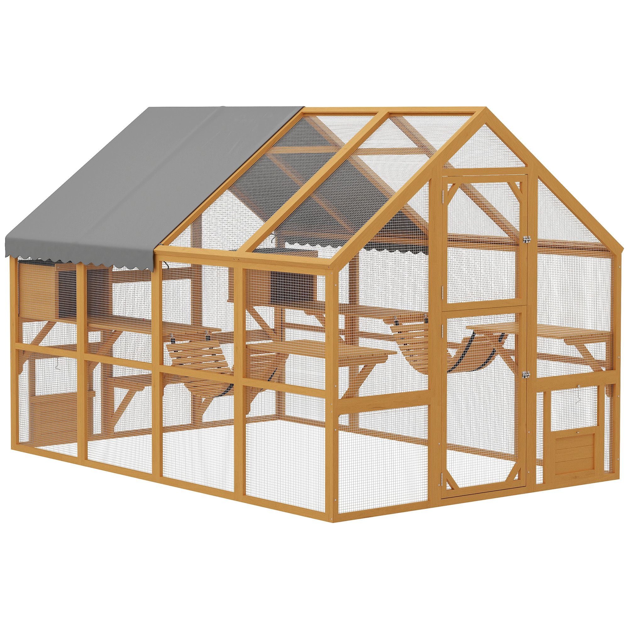 furniture-style Catio with water-ready Cover - Large Outdoor Cat Enclosure for 3-6 Cats