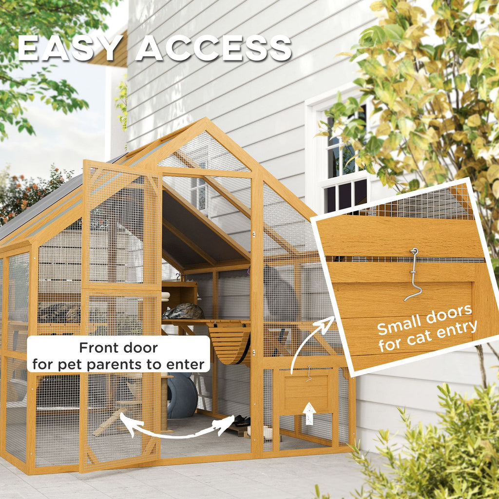furniture-style Catio with water-ready Cover - Large Outdoor Cat Enclosure for 3-6 Cats