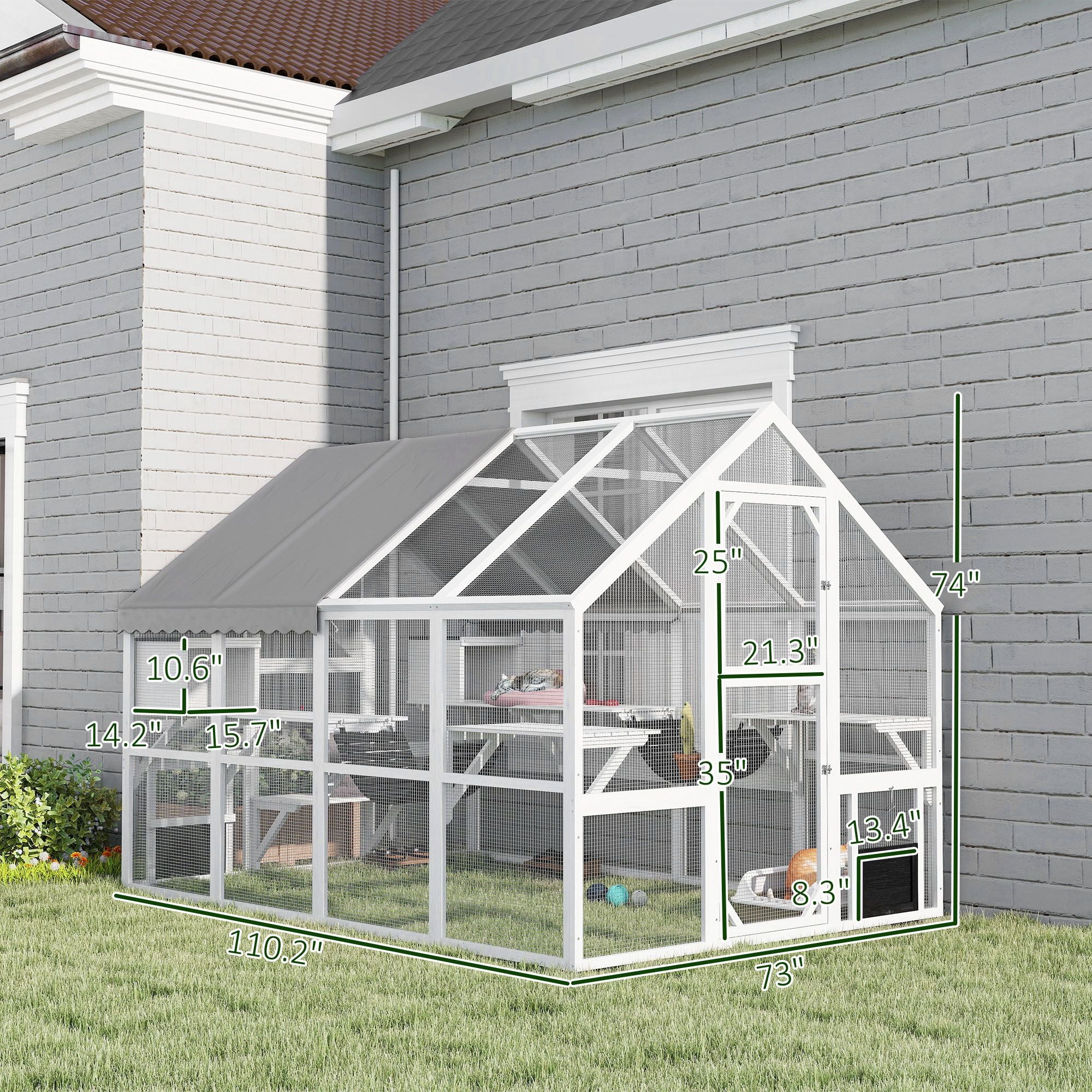 Spacious furniture-style Catio with water-ready Cover – Perfect for 3-6 Cats
