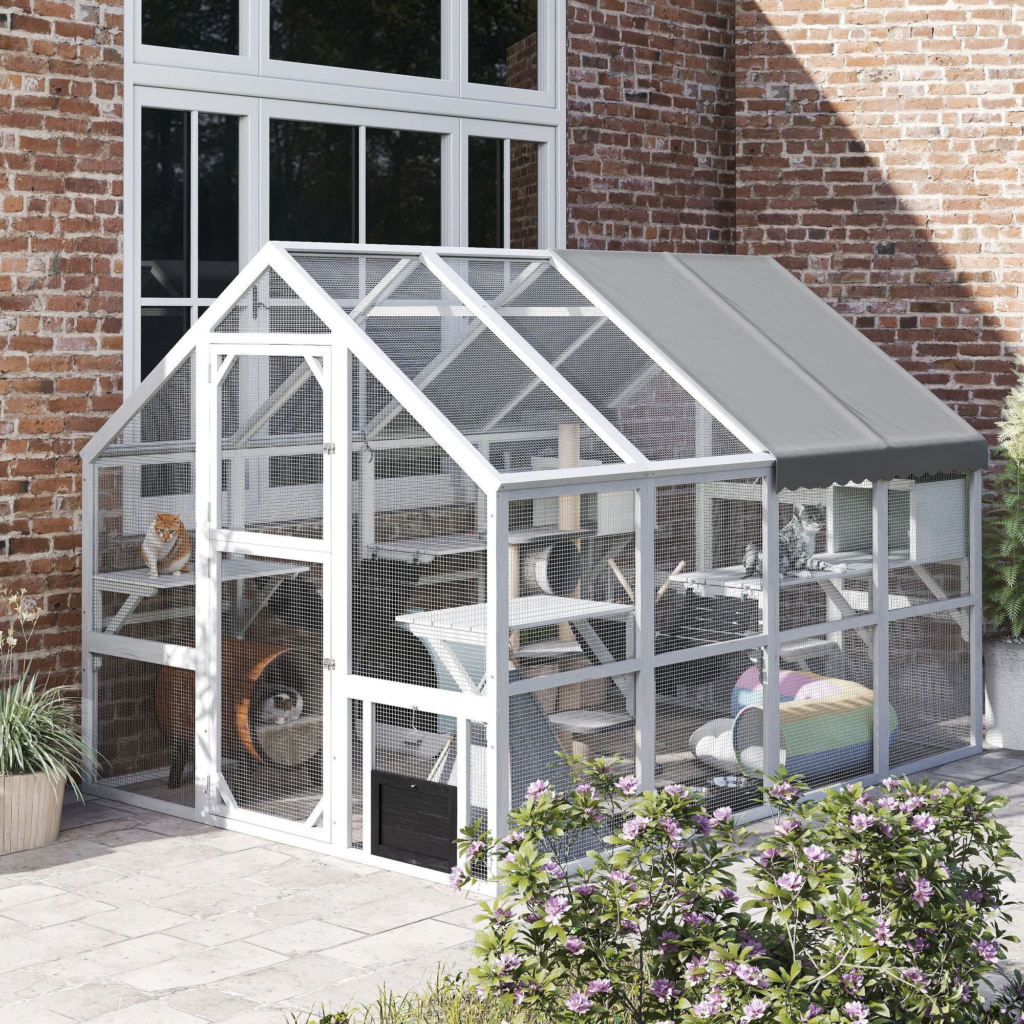 Spacious furniture-style Catio with water-ready Cover – Perfect for 3-6 Cats