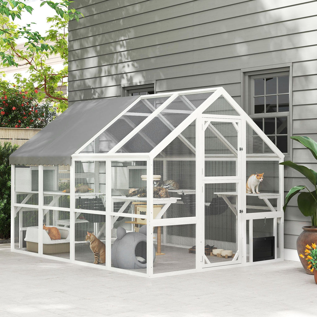 Spacious furniture-style Catio with water-ready Cover – Perfect for 3-6 Cats