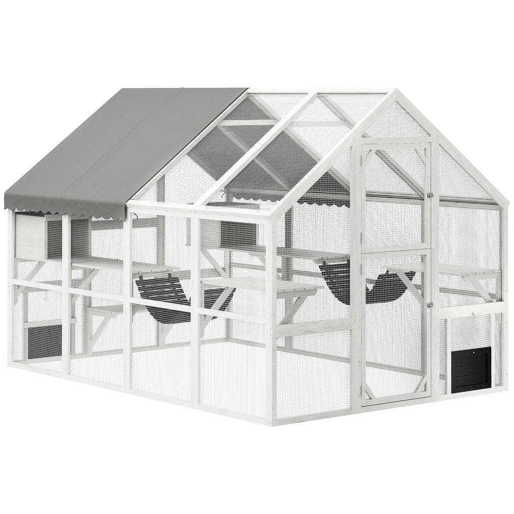 Spacious furniture-style Catio with water-ready Cover – Perfect for 3-6 Cats