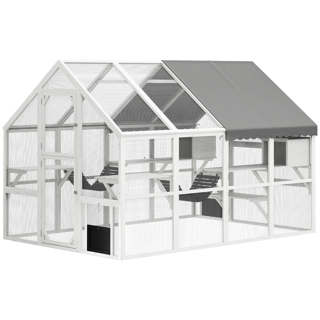 Spacious furniture-style Catio with water-ready Cover – Perfect for 3-6 Cats