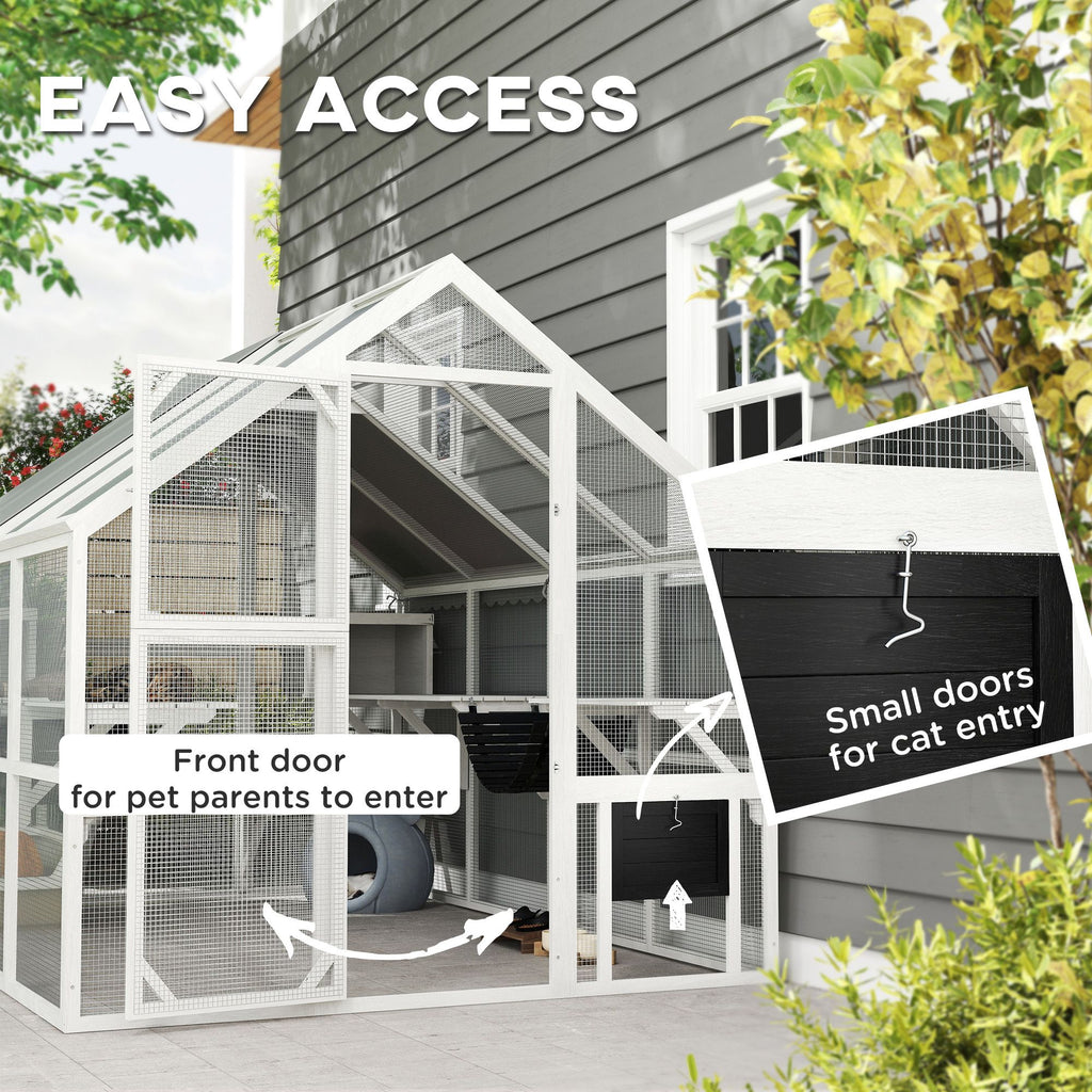 Spacious furniture-style Catio with water-ready Cover – Perfect for 3-6 Cats