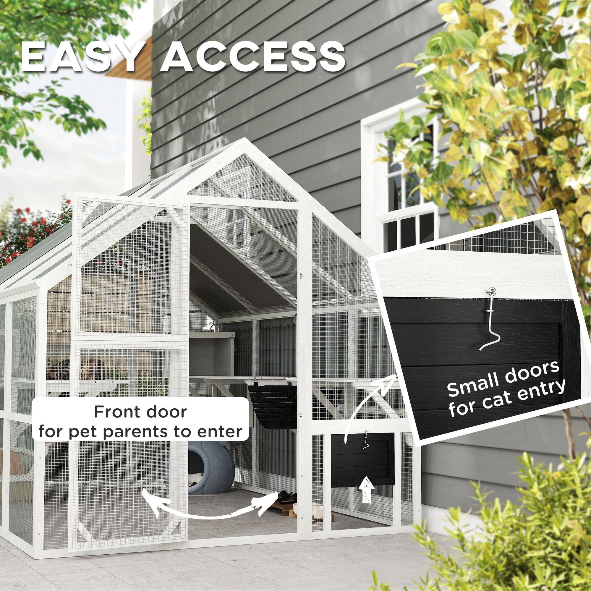 Spacious furniture-style Catio with water-ready Cover – Perfect for 3-6 Cats