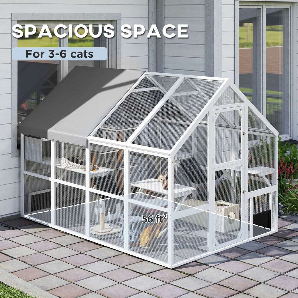 Spacious furniture-style Catio with water-ready Cover – Perfect for 3-6 Cats