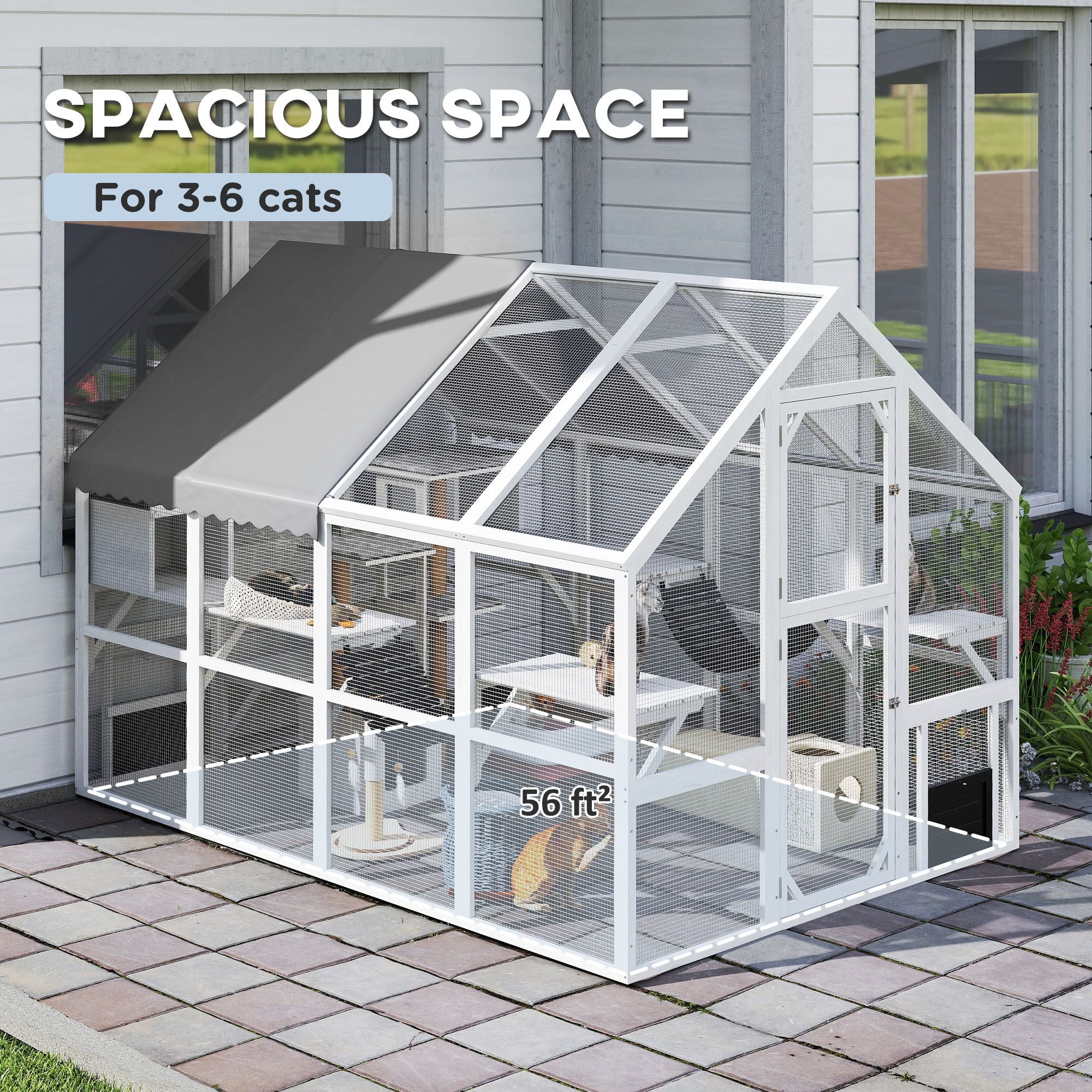 Spacious furniture-style Catio with water-ready Cover – Perfect for 3-6 Cats