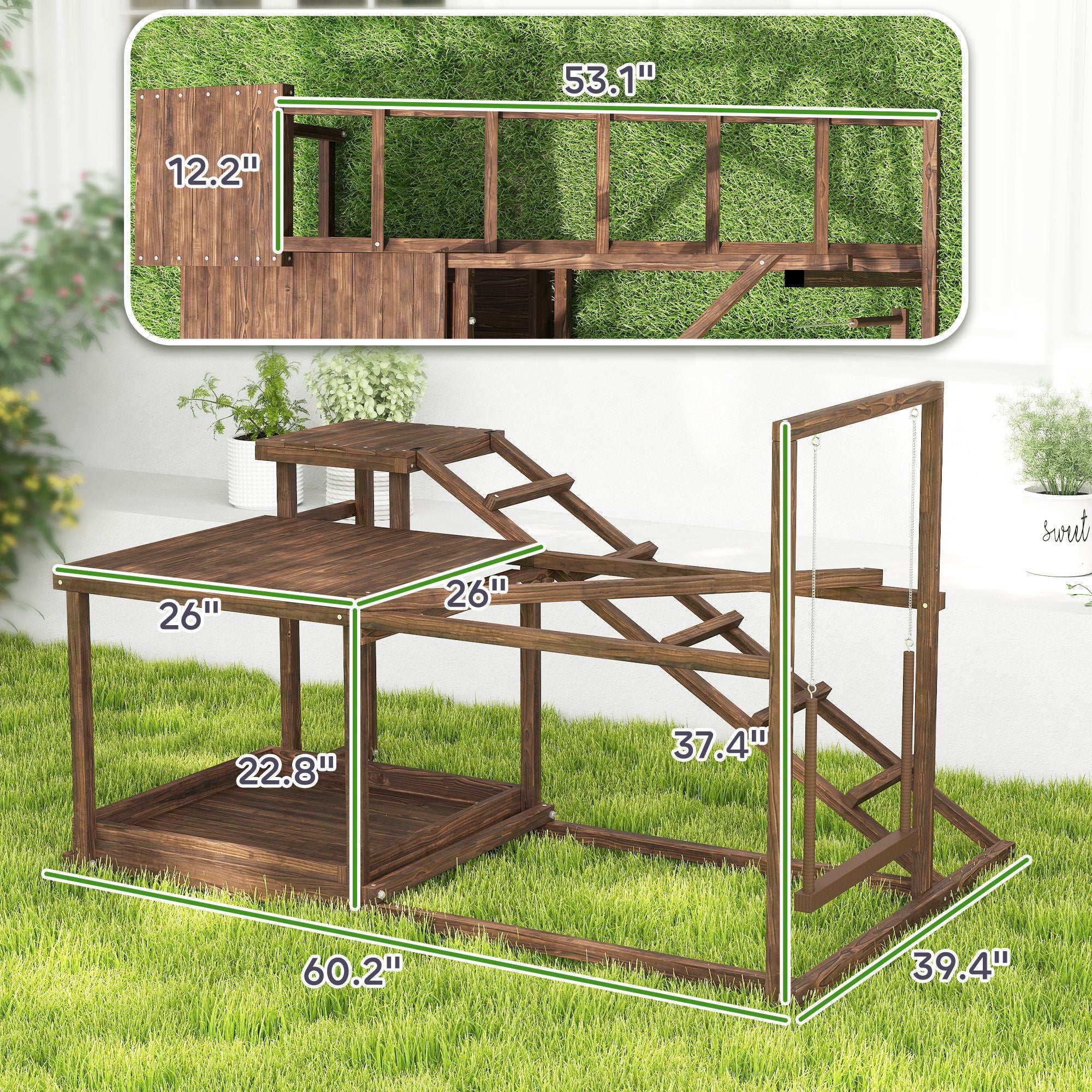 Give Your Flock a Fun & Active Playground with This Wooden Chicken Activity Set