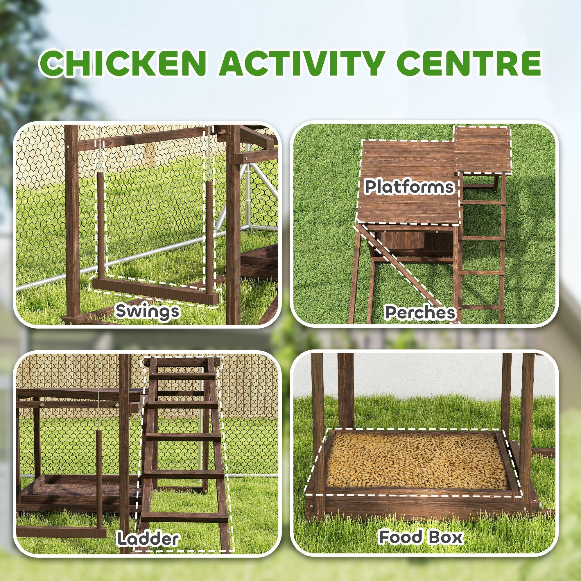 Give Your Flock a Fun & Active Playground with This Wooden Chicken Activity Set
