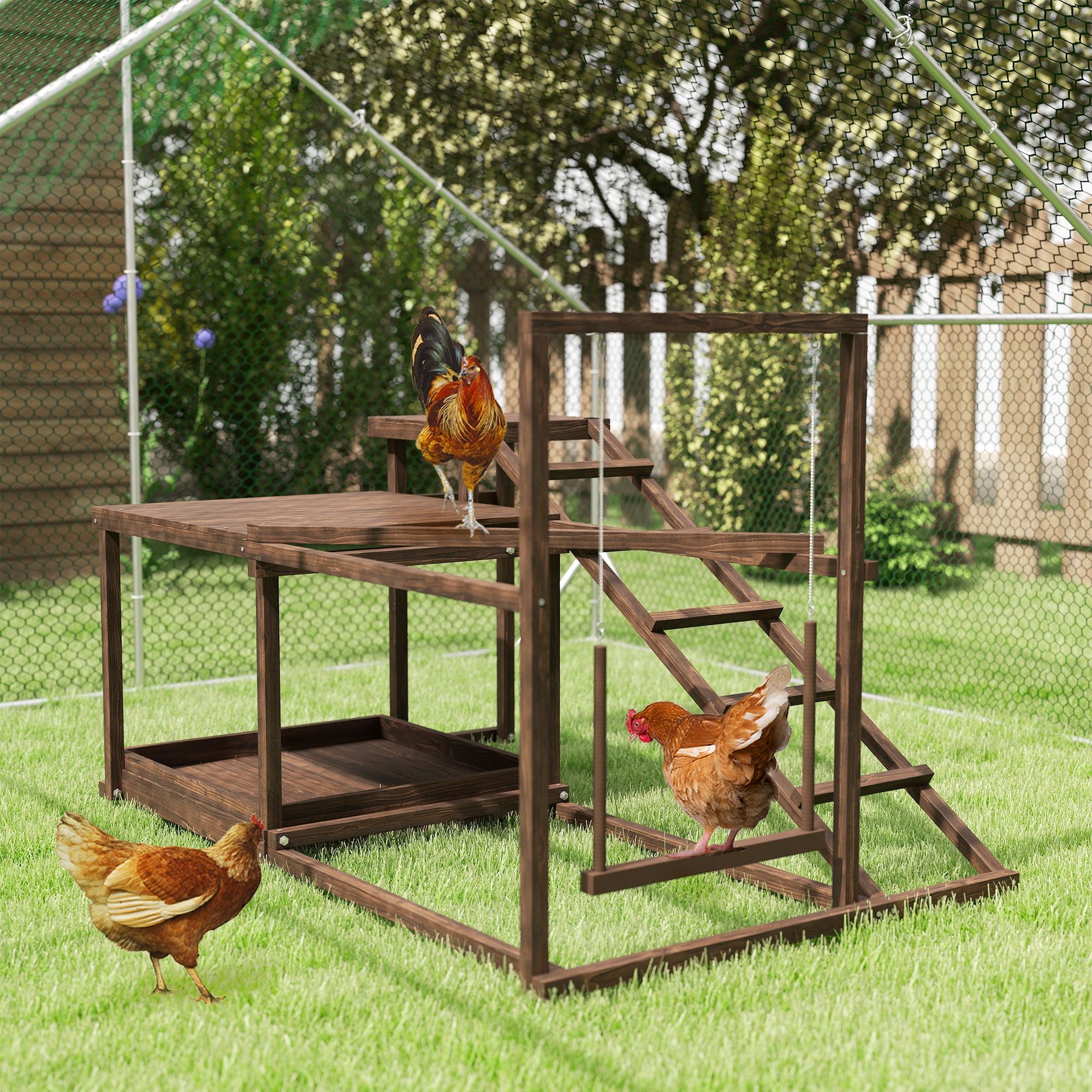 Give Your Flock a Fun & Active Playground with This Wooden Chicken Activity Set