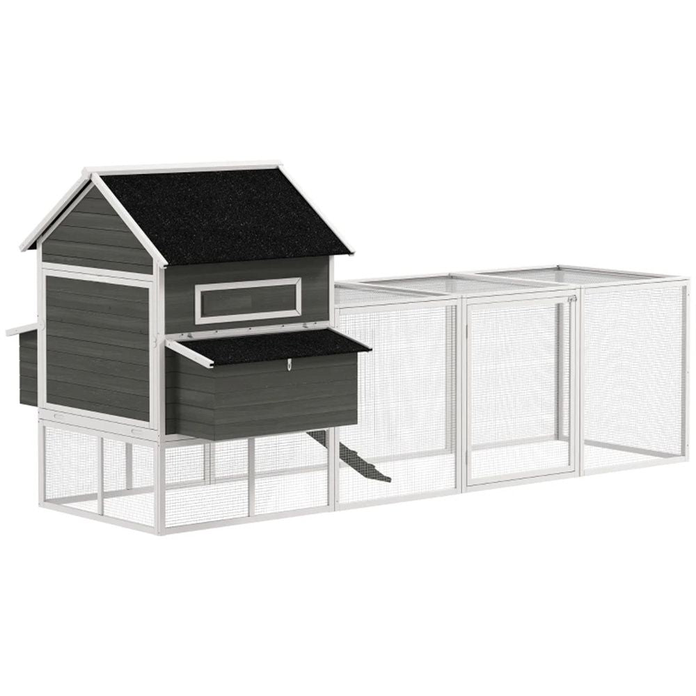 Dark Gray furniture-style Chicken Coop with Run – Elevated Design for Happy Hens