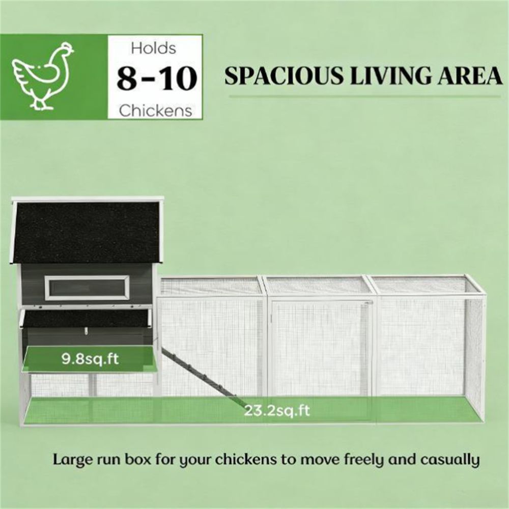 Dark Gray furniture-style Chicken Coop with Run – Elevated Design for Happy Hens