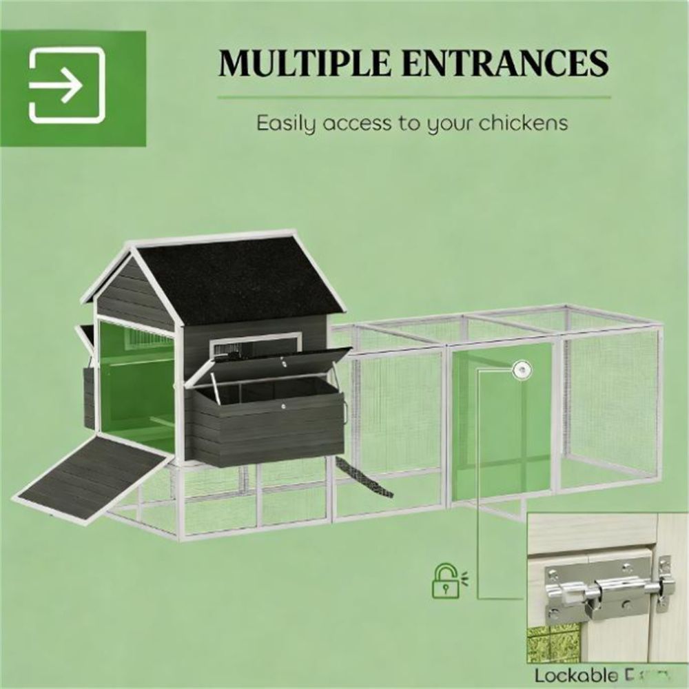 Dark Gray furniture-style Chicken Coop with Run – Elevated Design for Happy Hens