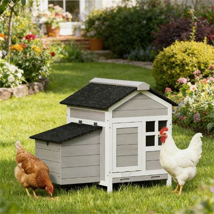 furniture-style Chicken Cage with Nesting Box and Pull-Out Tray