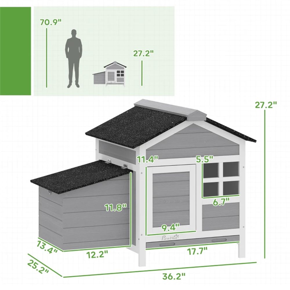 furniture-style Chicken Cage with Nesting Box and Pull-Out Tray