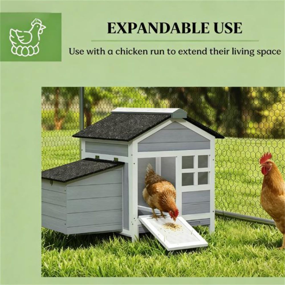 furniture-style Chicken Cage with Nesting Box and Pull-Out Tray