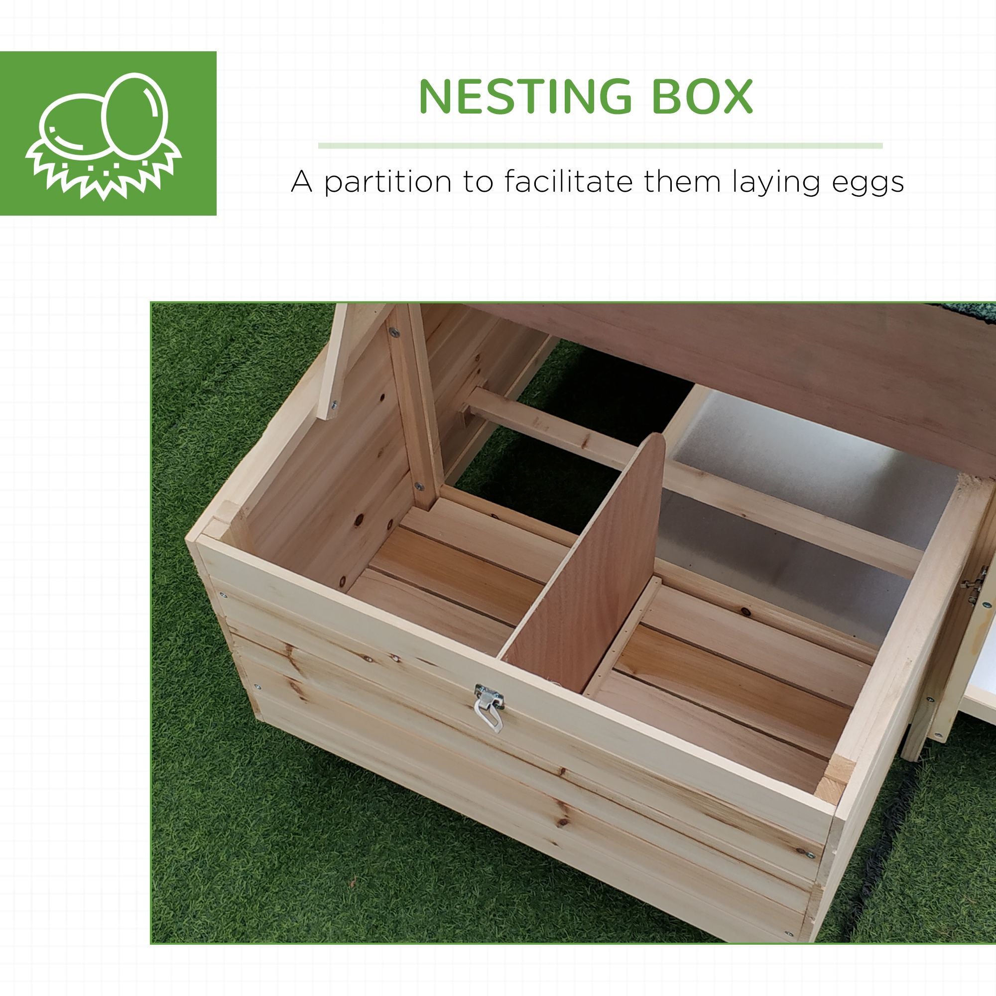 PawHut furniture-style Chicken Coop with Run, Nesting Box, and Removable Tray