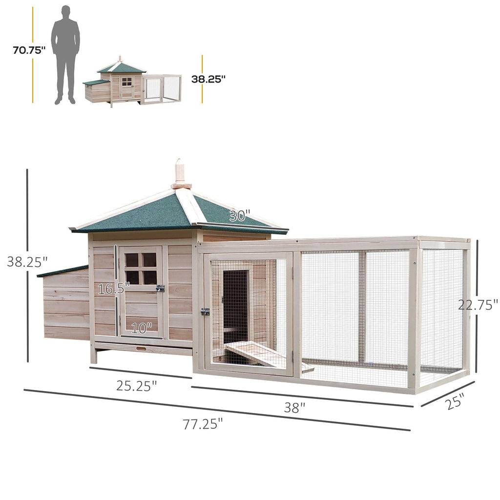 PawHut furniture-style Chicken Coop with Run, Nesting Box, and Removable Tray