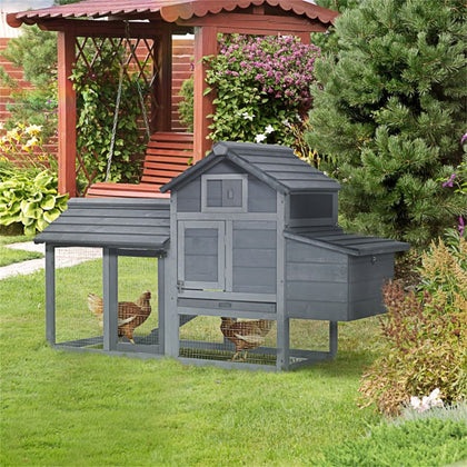 Compact furniture-style Chicken Coop with Nesting Box and Run