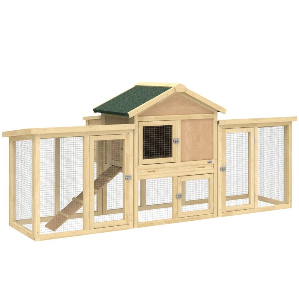 Spacious furniture-style Chicken Coop with Outdoor Run and Nesting Box