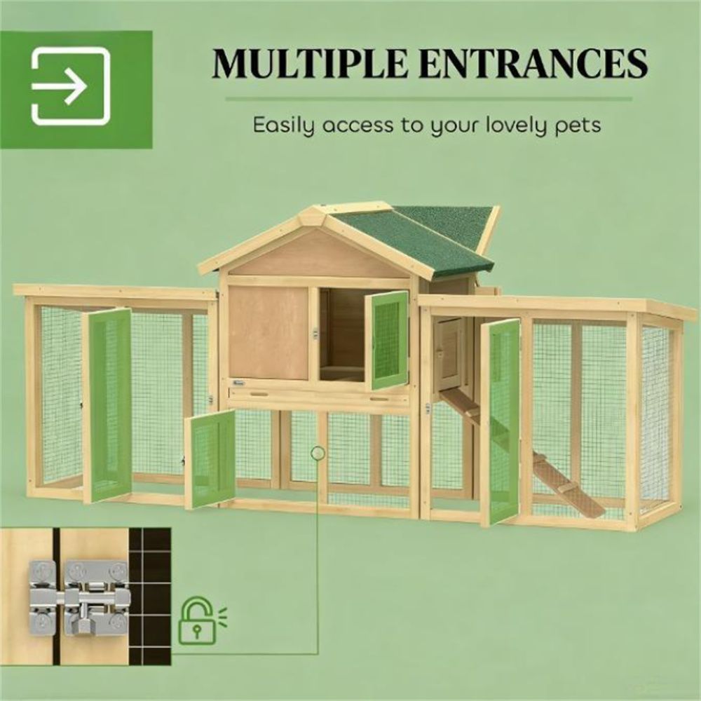 Spacious furniture-style Chicken Coop with Outdoor Run and Nesting Box