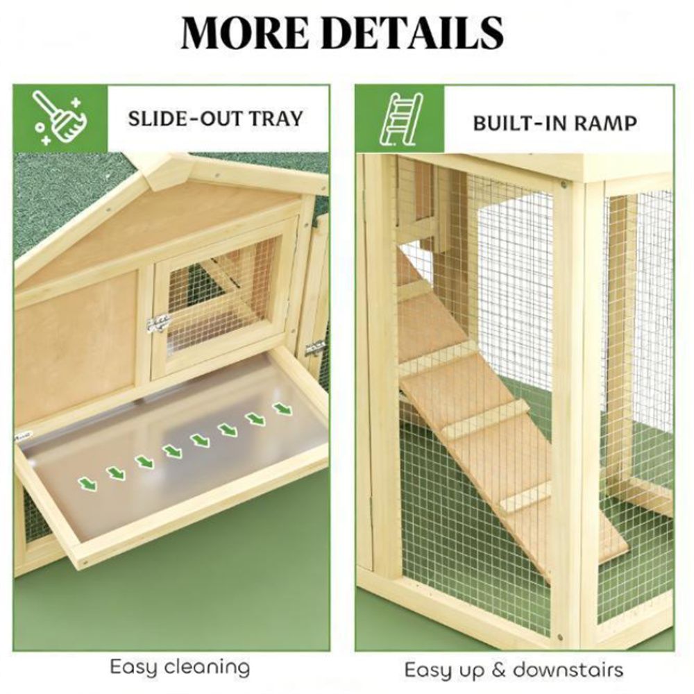 Spacious furniture-style Chicken Coop with Outdoor Run and Nesting Box