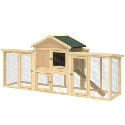 furniture-style Chicken Coop with Nesting Box, Double Runs, & Removable Tray
