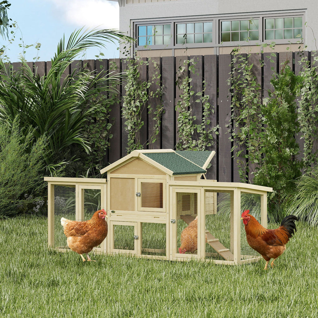 furniture-style Chicken Coop with Nesting Box, Double Runs, & Removable Tray