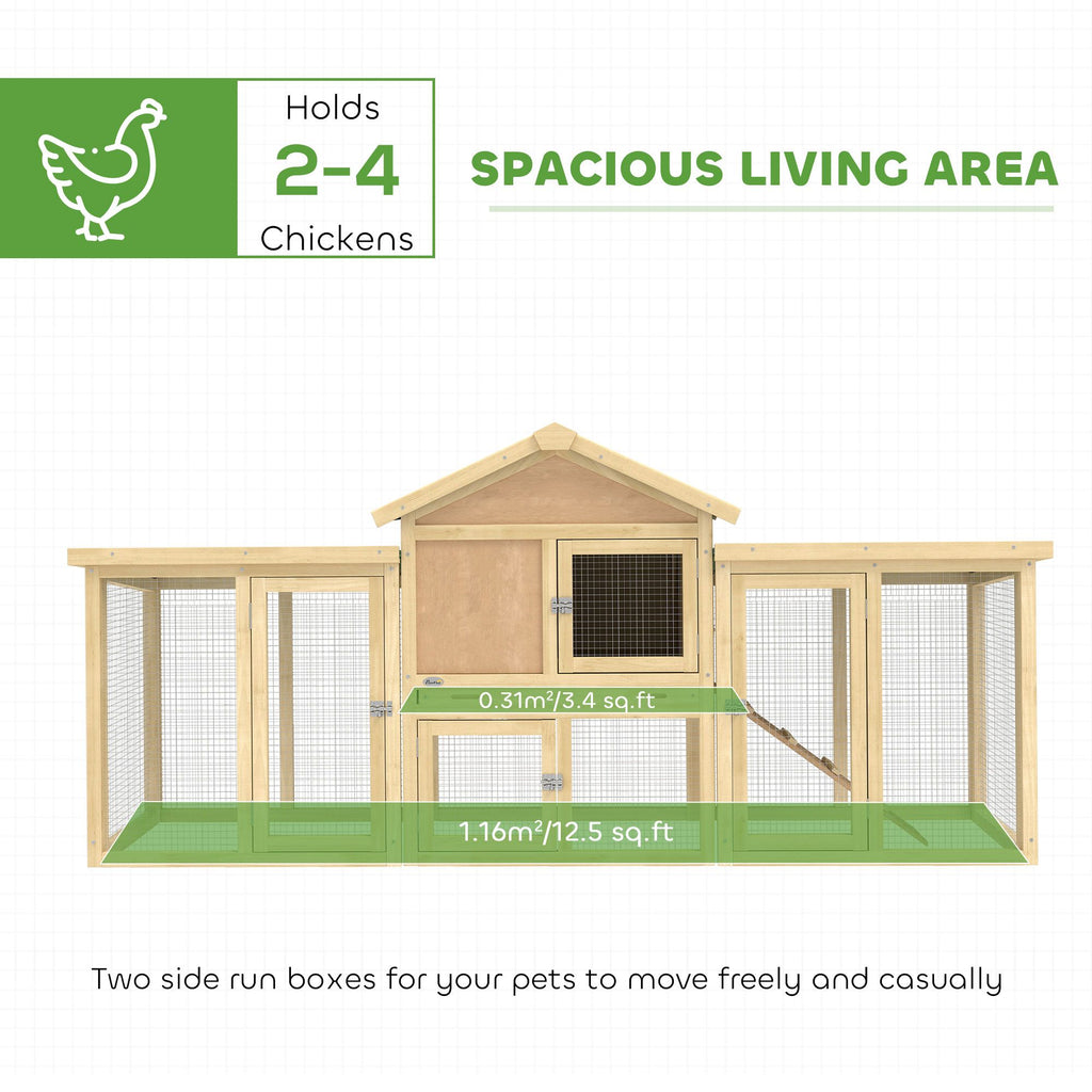 furniture-style Chicken Coop with Nesting Box, Double Runs, & Removable Tray