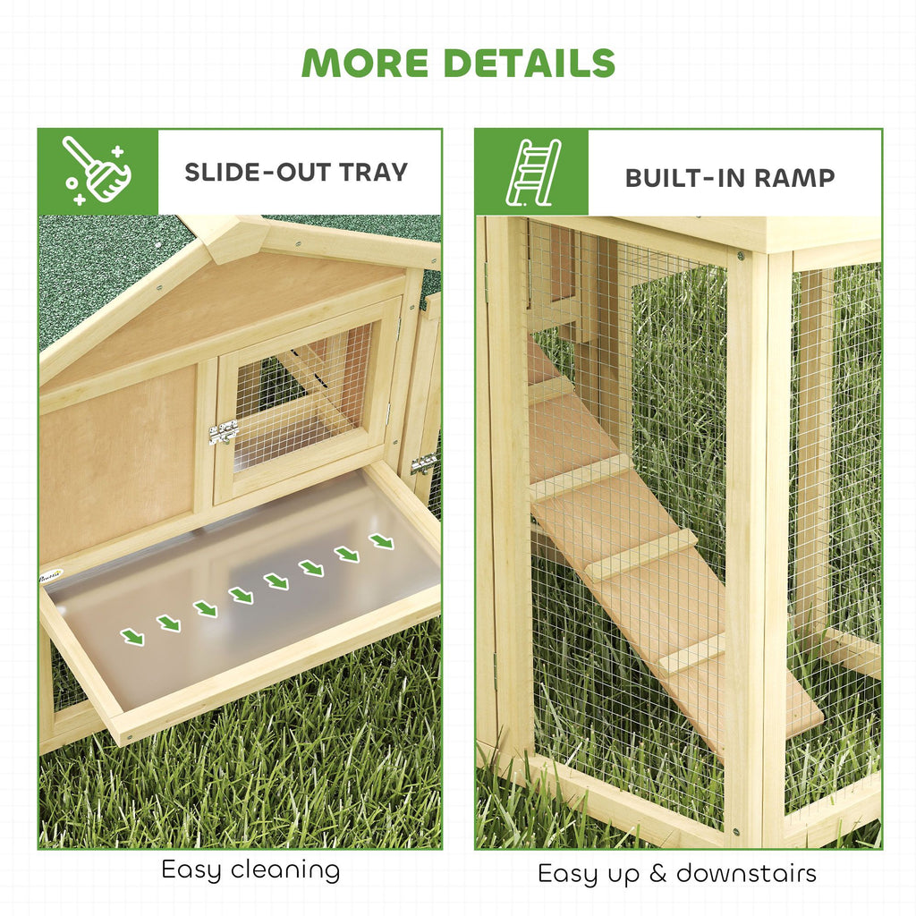 furniture-style Chicken Coop with Nesting Box, Double Runs, & Removable Tray