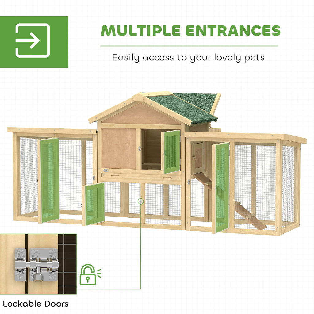 furniture-style Chicken Coop with Nesting Box, Double Runs, & Removable Tray