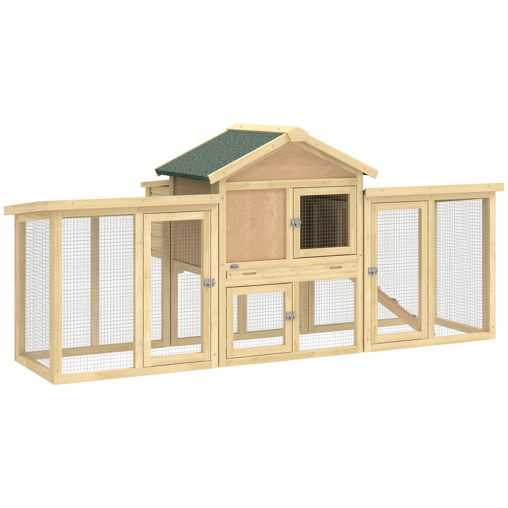 furniture-style Chicken Coop with Nesting Box, Double Runs, & Removable Tray