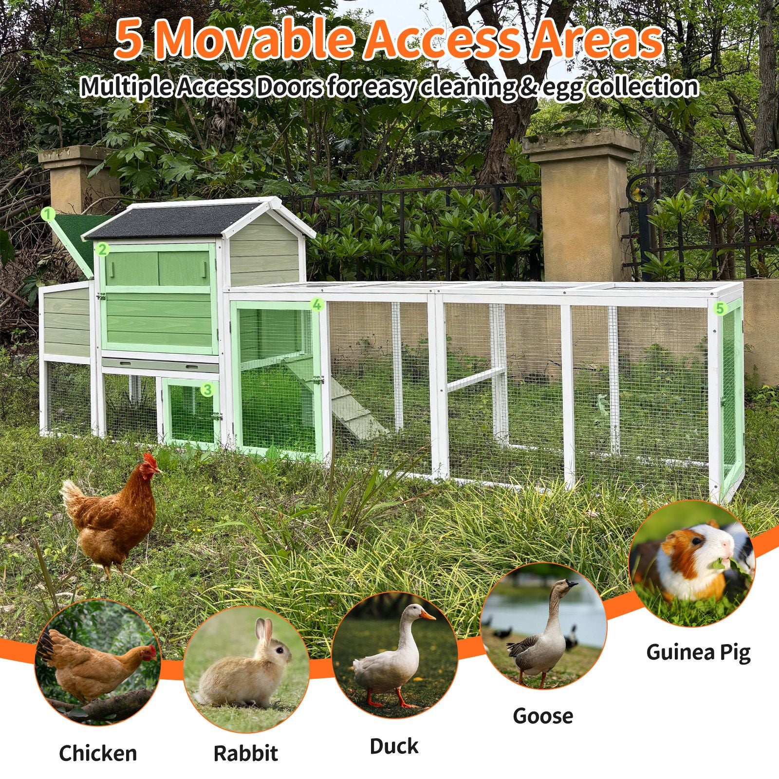 Large furniture-style Chicken Coop with Anti-UV Roof and Sliding Door