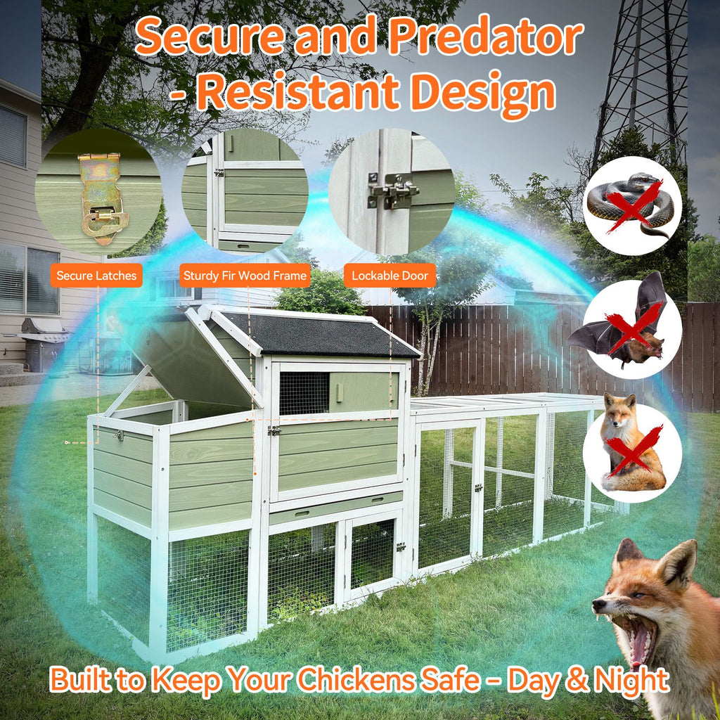 Large furniture-style Chicken Coop with Anti-UV Roof and Sliding Door