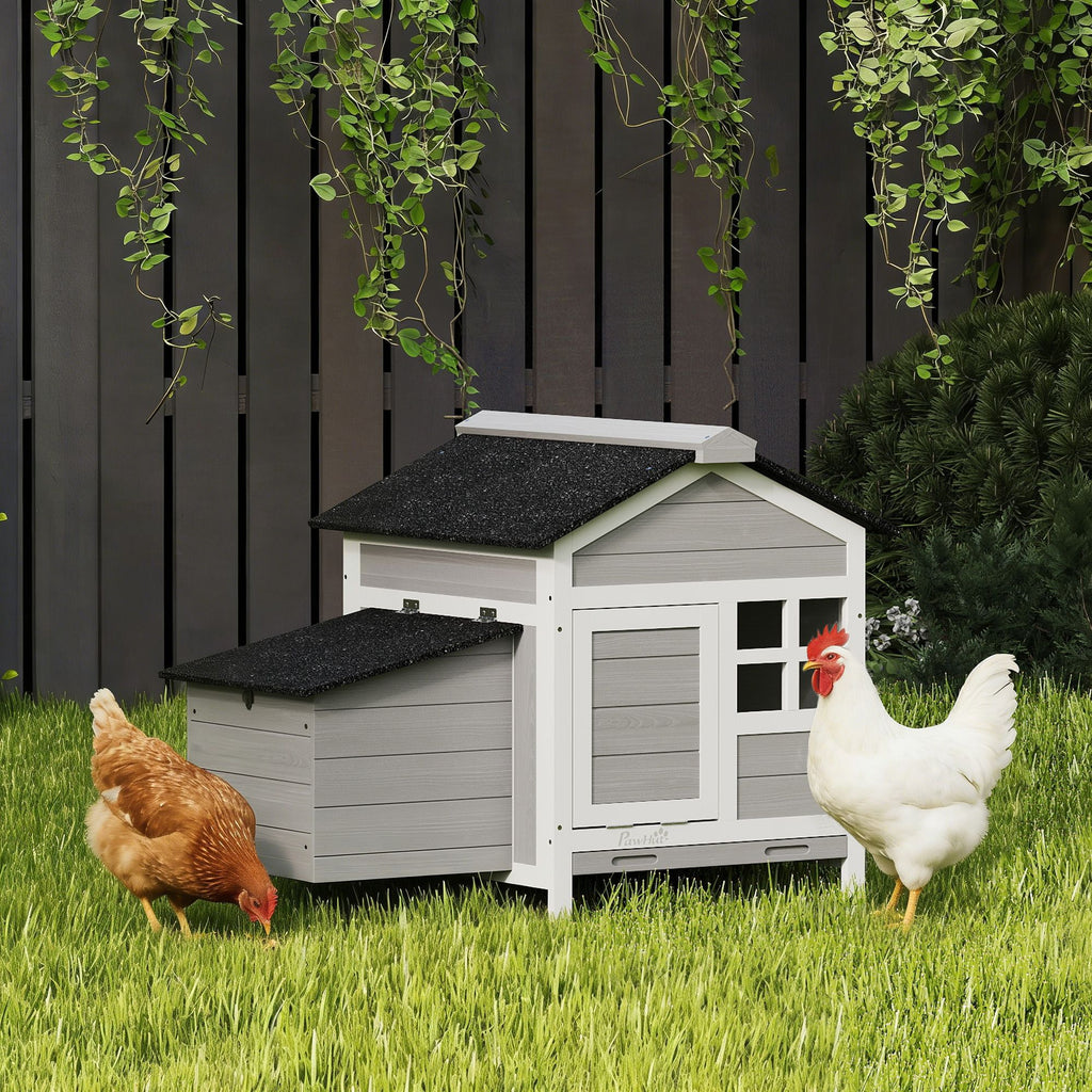 PawHut furniture-style Chicken Coop with Nesting Box and Pull-Out Tray