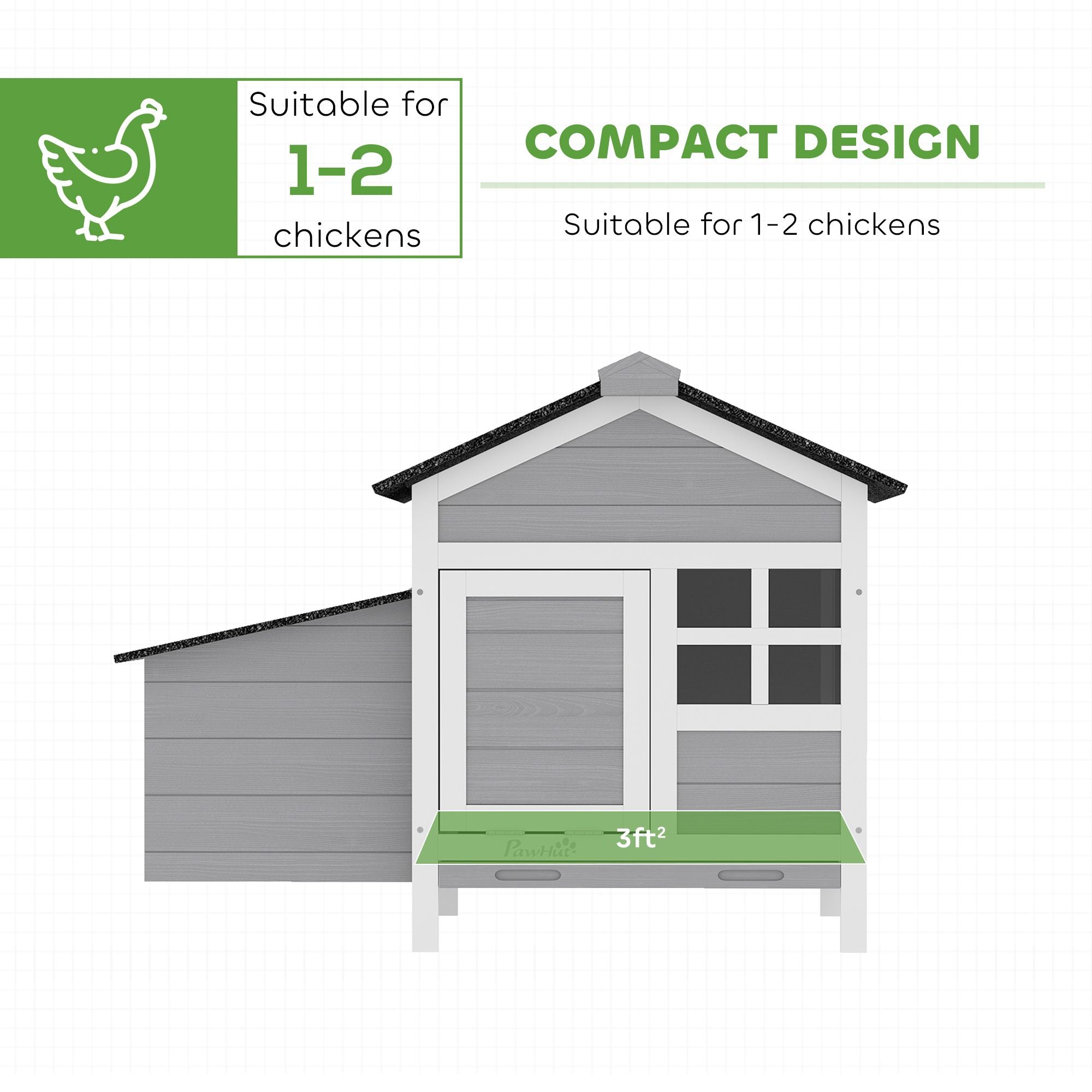 PawHut furniture-style Chicken Coop with Nesting Box and Pull-Out Tray